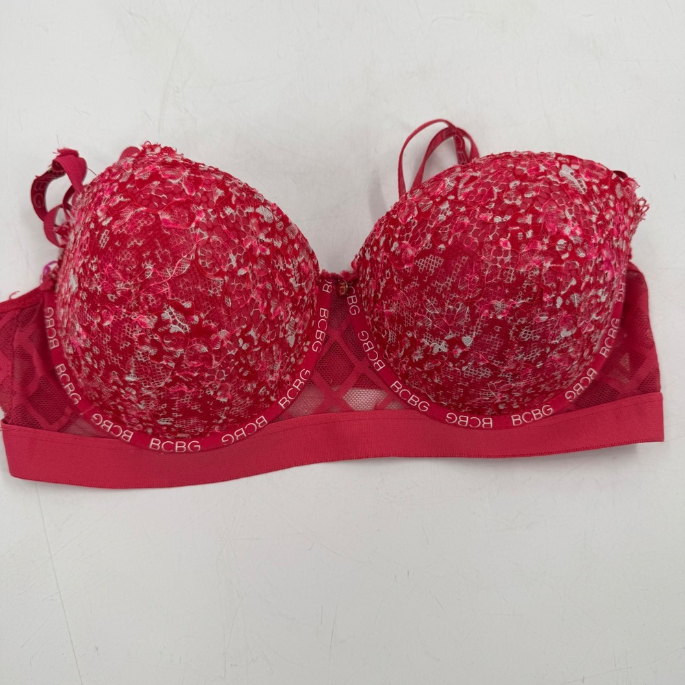 BCBG Generation Pink Lace Push Up Bra Size 36C Sexy Lingerie